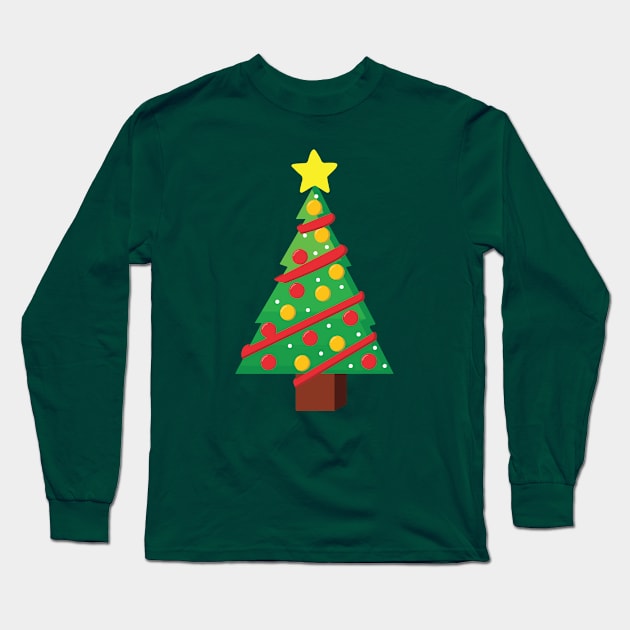 Cute Christmas Tree Long Sleeve T-Shirt by Ikigai Designs